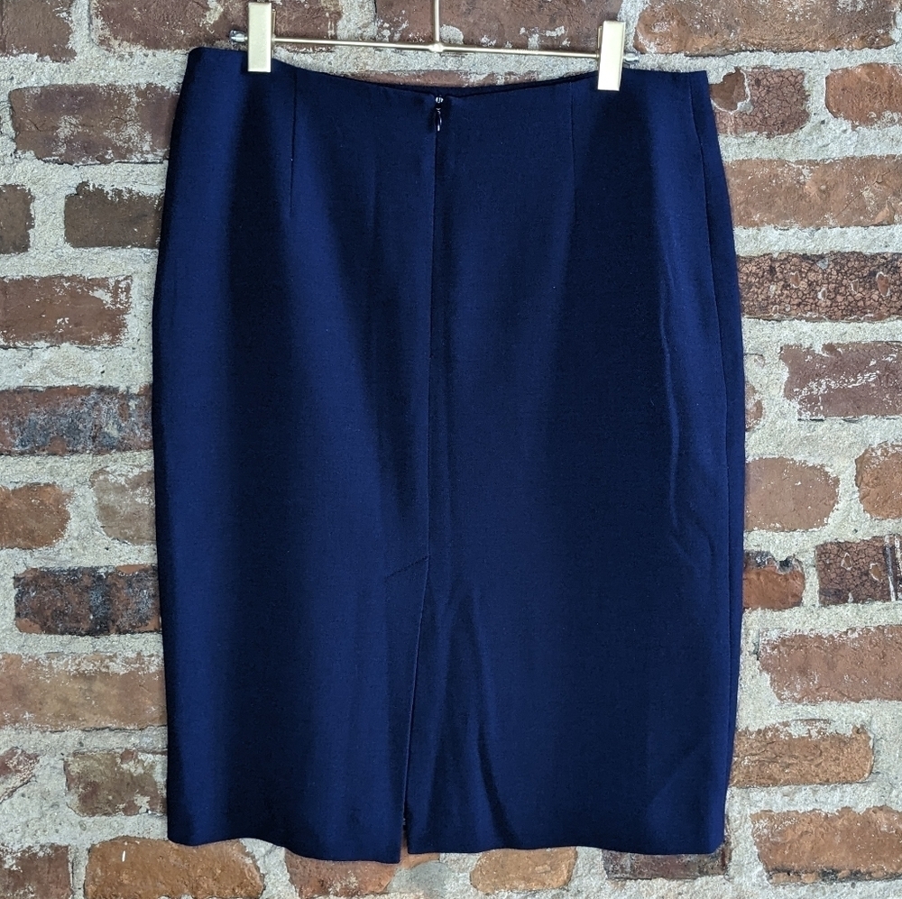 Yokko Size 44 Navy Blue Fully Lined Pencil Skirt - Picture 2 of 6